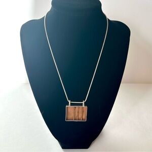 AH ART Sterling Silver Necklace with Tree Branches inlaid in Glass Resin